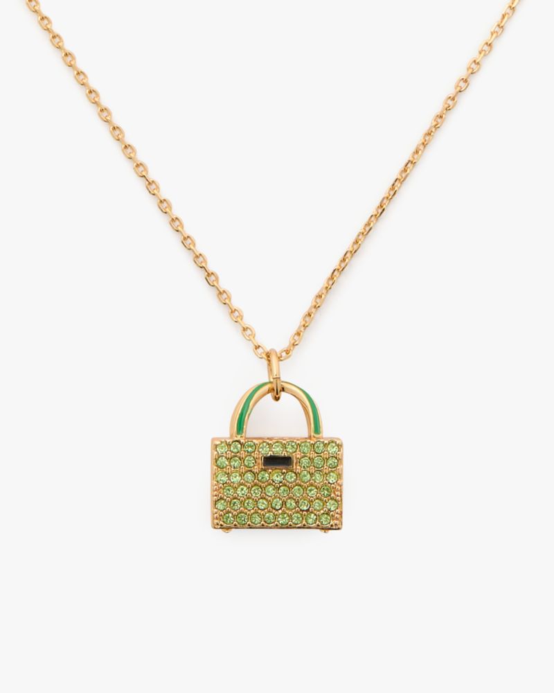 Kate Spade,Sweet Treasures Mini Pendant,Green/Gold