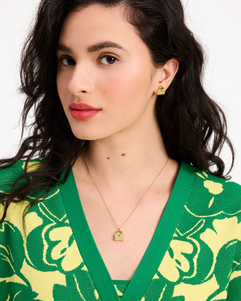 Kate Spade,Sweet Treasures Mini Pendant,Green/Gold