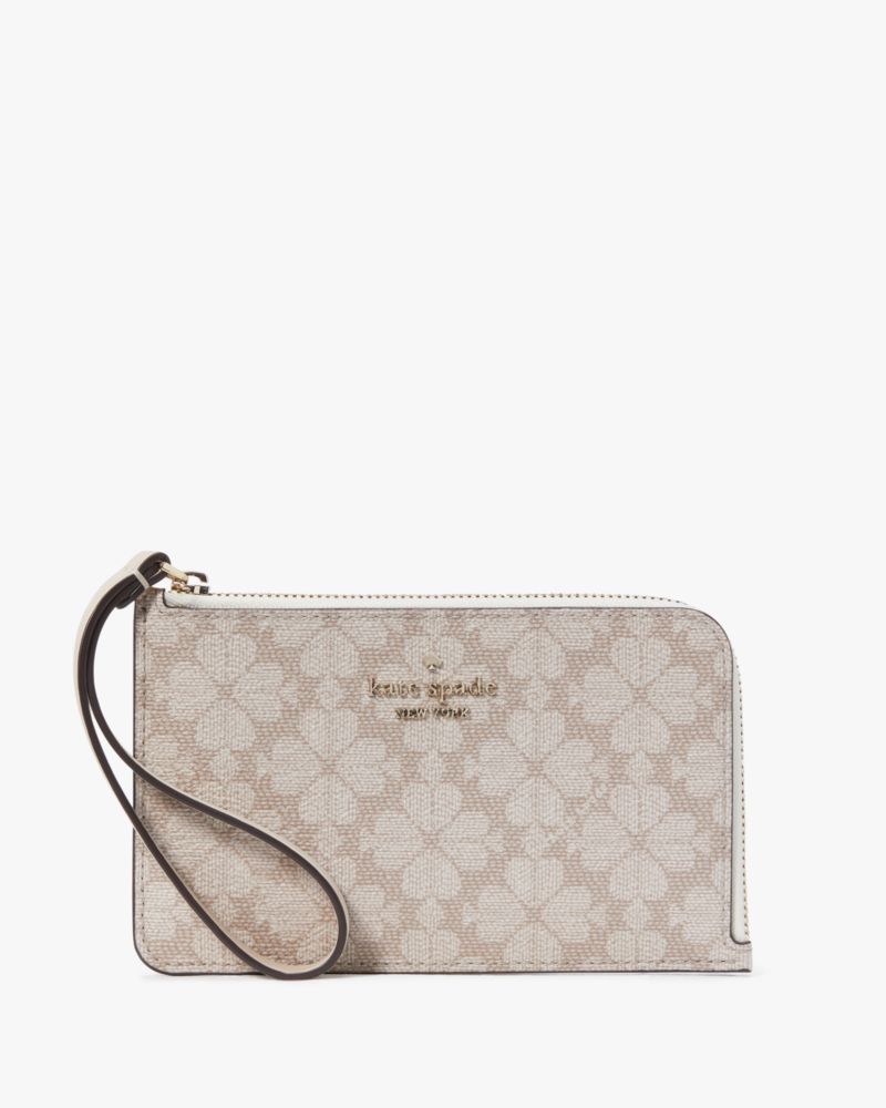 Kate Spade,ルーシー スペード フラワー スモール L-ジップ リスレット,財布小物,ダークベージュマルチ