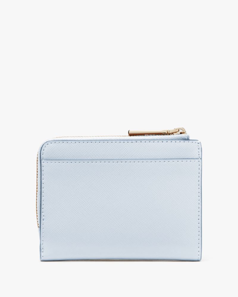 Kate Spade,Madison Small L-Zip Wallet,Bi Fold,Metal,Logo,Casual,Blue