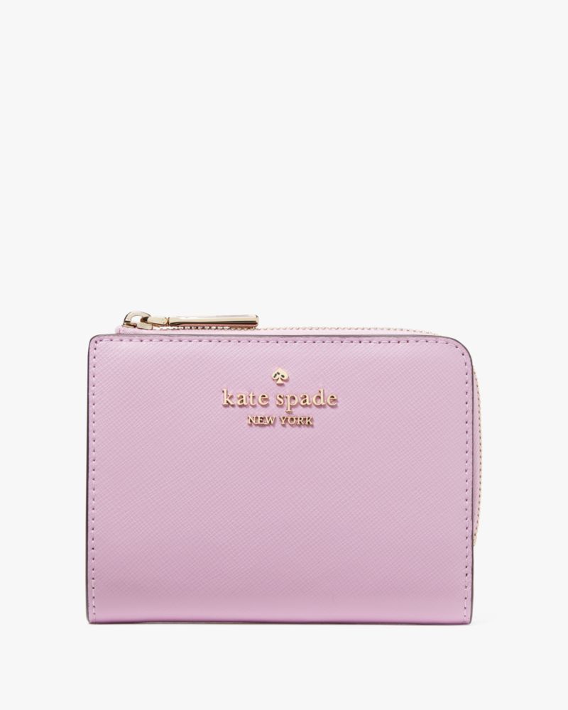 Kate Spade,Madison Small L Zip Wallet,Berry Cream