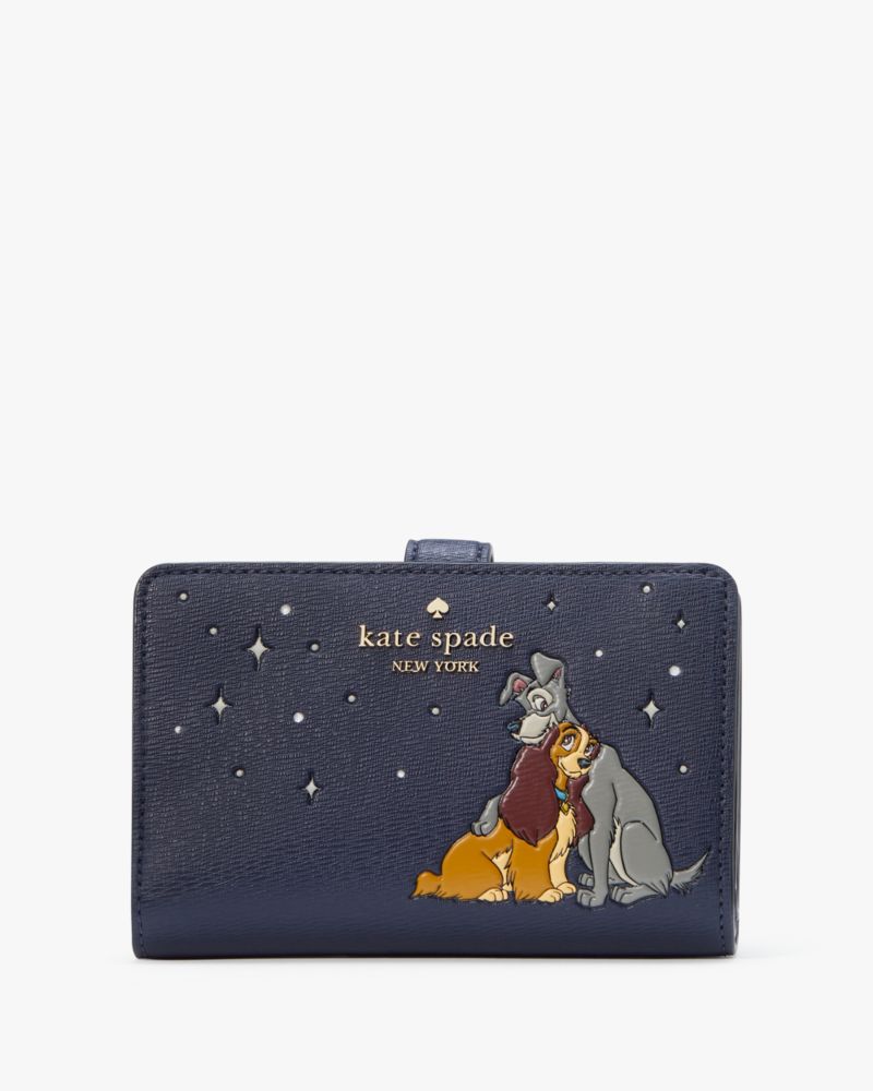 Kate Spade,ディズニー X ケイト・スペード ニューヨーク レディ アンド トランプ ミディアム コンパクト バイフォールド ウォレット,財布小物,パリジャンネイビーマルチ