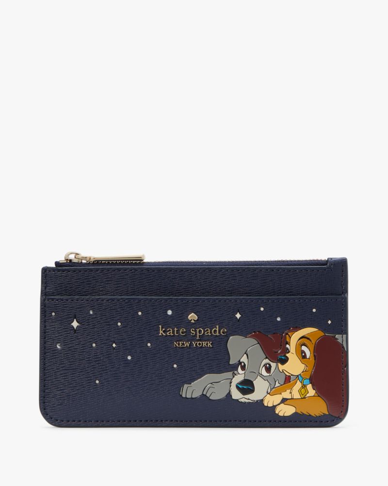 Kate Spade,ディズニー X ケイト・スペード ニューヨーク レディ アンド トランプ ラージ スリム カード ホルダー,財布小物,パリジャンネイビーマルチ