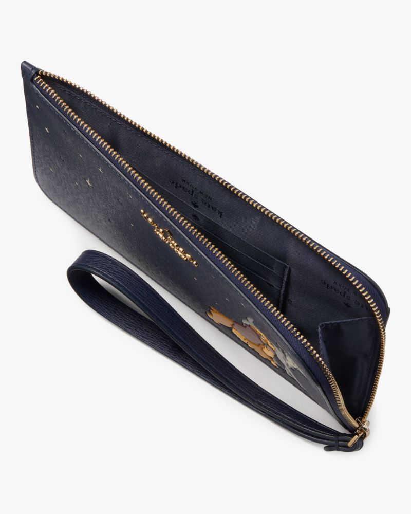 Kate Spade,Disney X Kate Spade New York Lady And The Tramp Medium L-zip Wristlet,Pouch,Wristlet,Metal Material,Metal,Logo,...,Navy