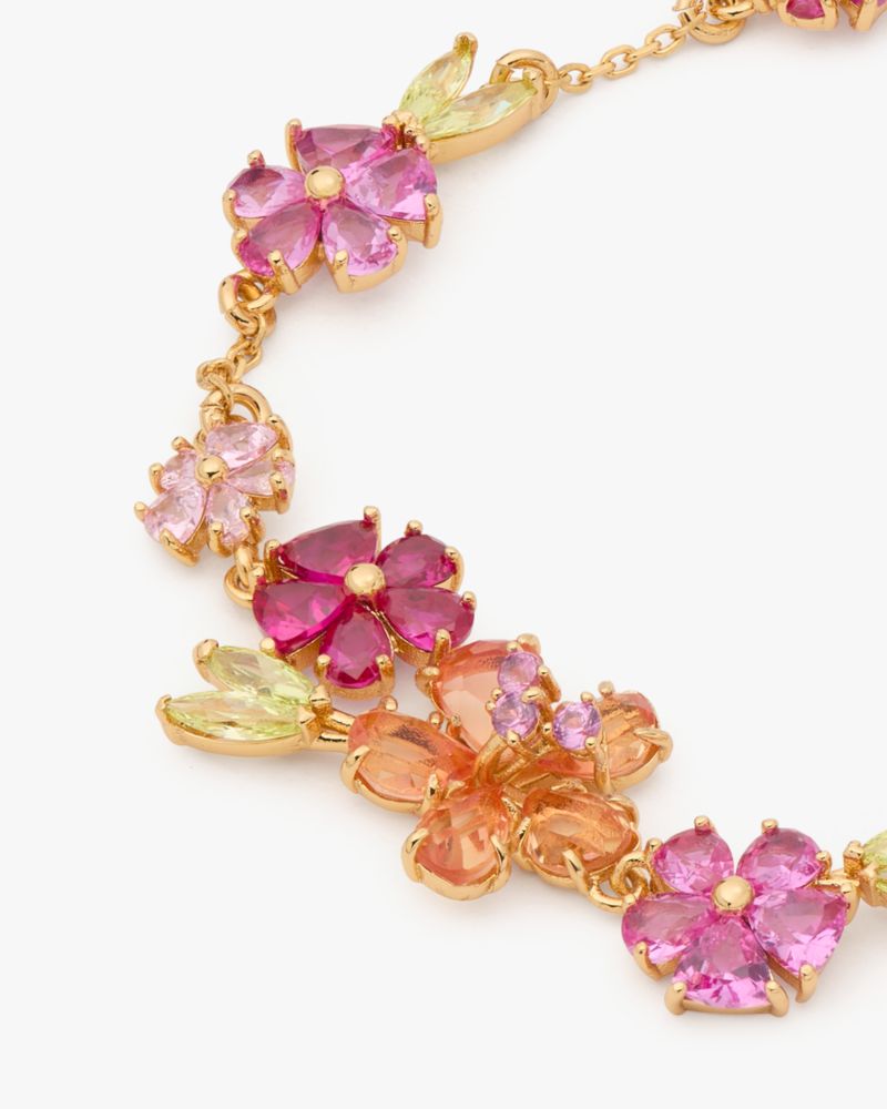 Kate Spade,Paradise Floral Line Bracelet,Rhinestones,Gold Metal,Cocktail,