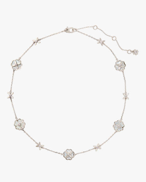 Kate Spade,Heritage Bloom Scatter Necklace,Cream/Silver.