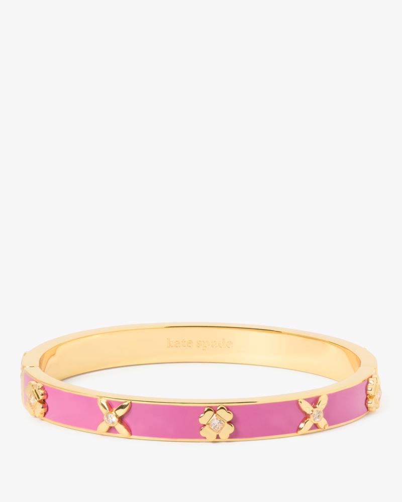 Kate Spade,Heritage Bloom Hinged Bangle,Pink/Gold