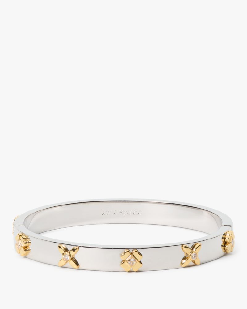 Kate Spade,Heritage Bloom Hinged Bangle,Silver Gold