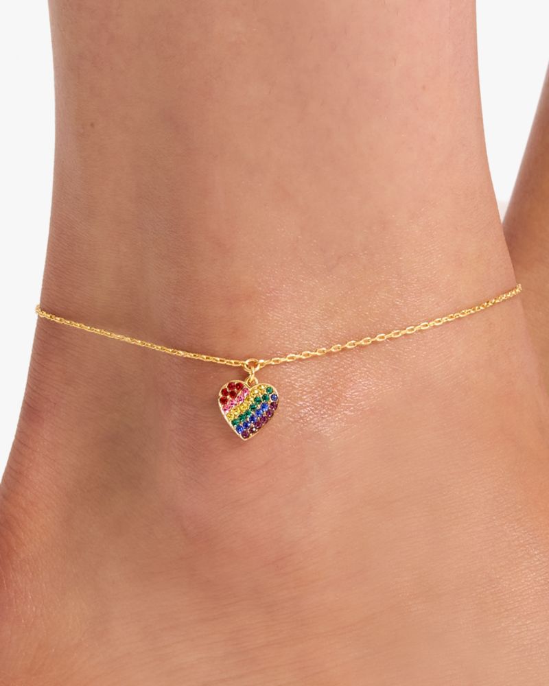 Kate Spade,Rainbow Joy Heart Anklet,Multi