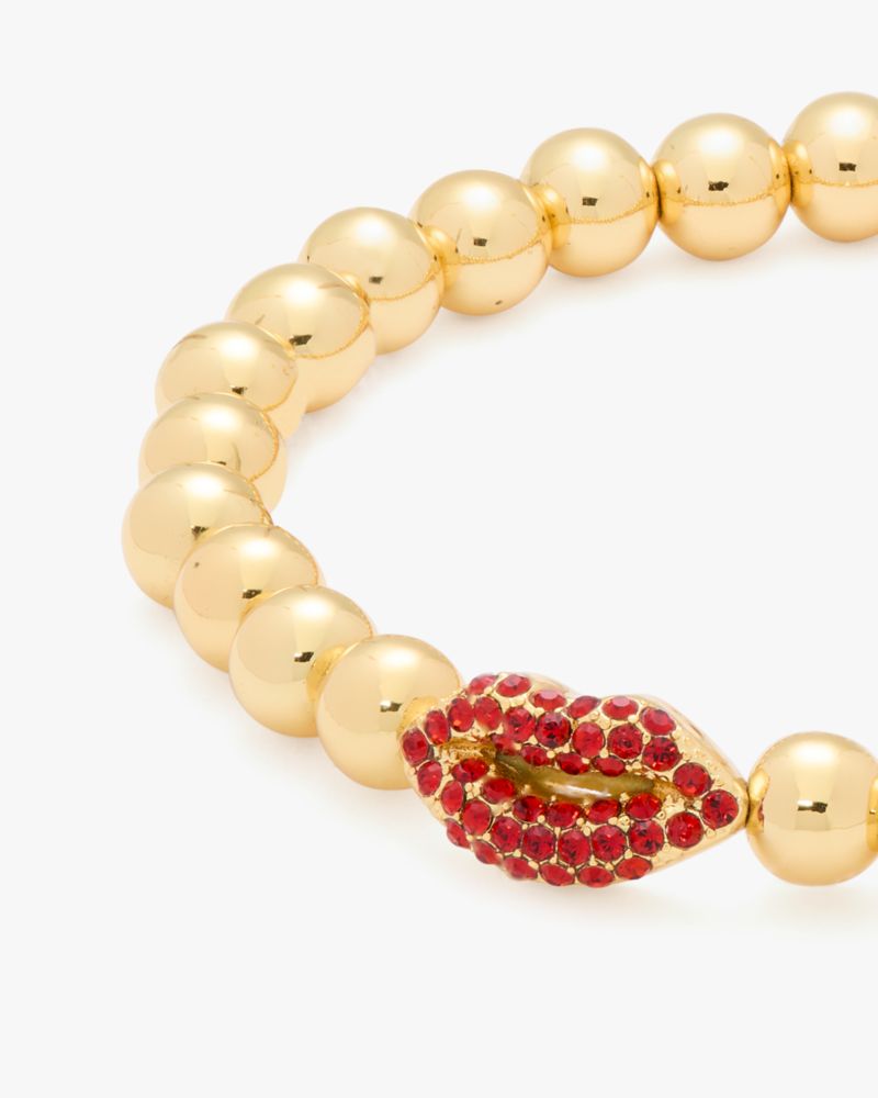 Kate Spade,Rainbow Joy Lip Charm Stretch Bracelet,Ball Embellishment,Novelty Embellishment,Pave Embellishment,Rhinestones,...,