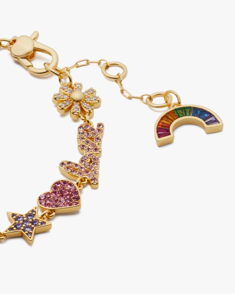 Kate Spade,Rainbow Joy Charm Bracelet,Crystal,Floral Embellishment,Novelty Embellishment,Heart Embellishment,Star Embellis...,