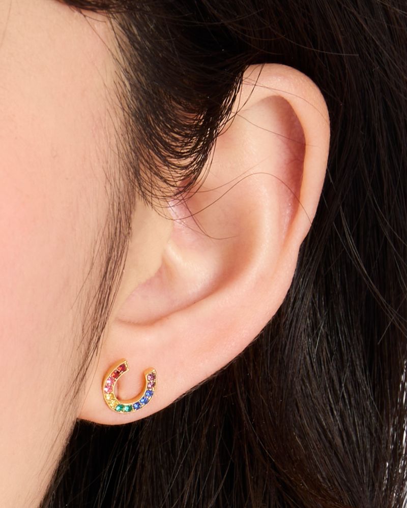 Kate Spade,Rainbow Joy Horseshoe & Clover Studs,
