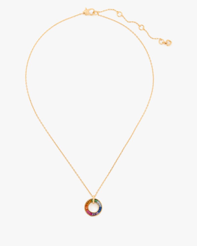 Kate Spade,Rainbow Joy Pendant,Single Strand,Circle,Gem Embellishment,Pave Embellishment,Casual,Multi Color