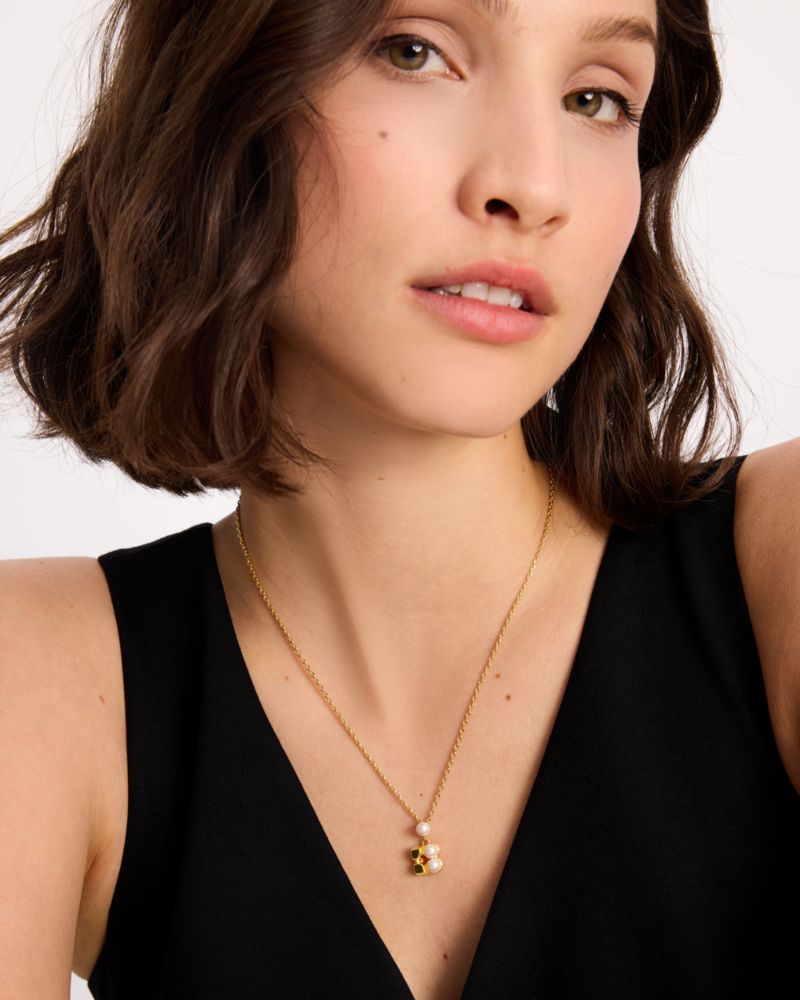 Kate Spade,Noel Mini Pendant,Single Strand,Logo,Pearl,Yellow Gold,Day Party,