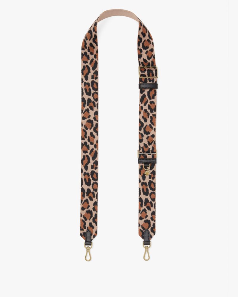 Kate Spade,Spotted Leopard Webbing Bag Strap,Brown Multi