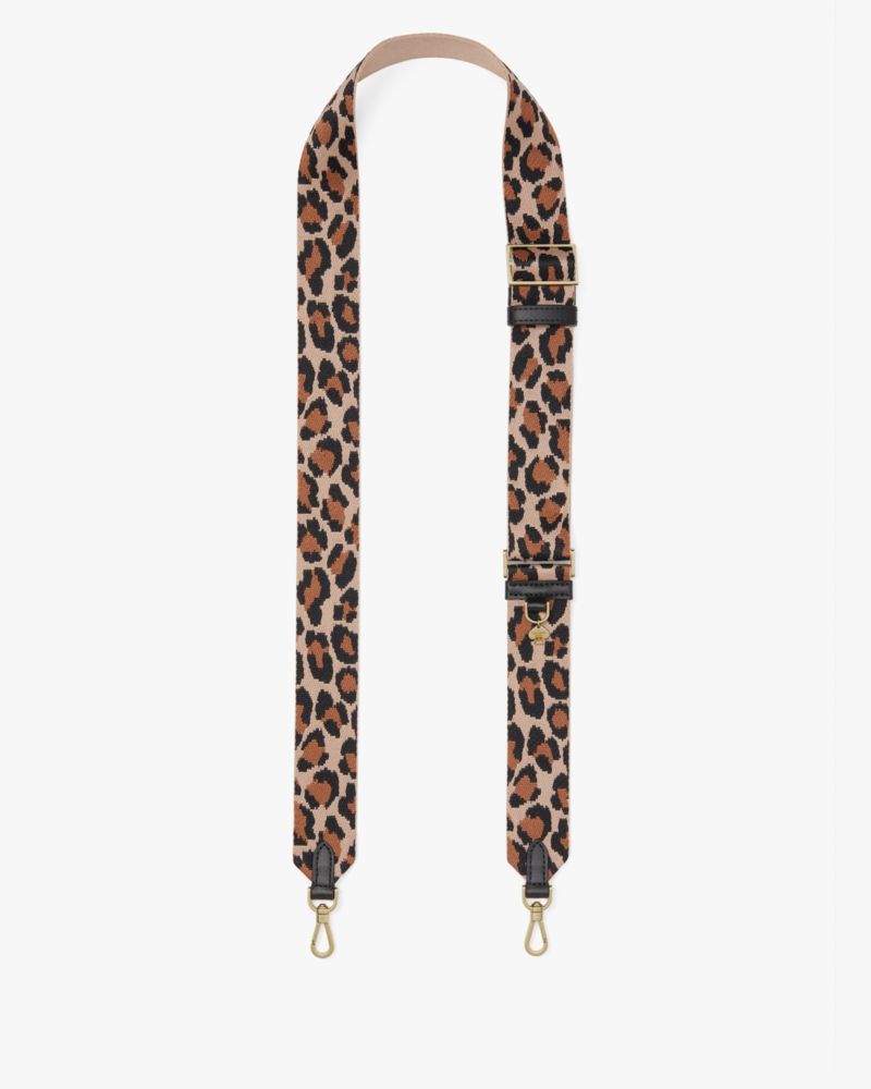 Brown Multi Spotted Leopard Webbing Bag Strap