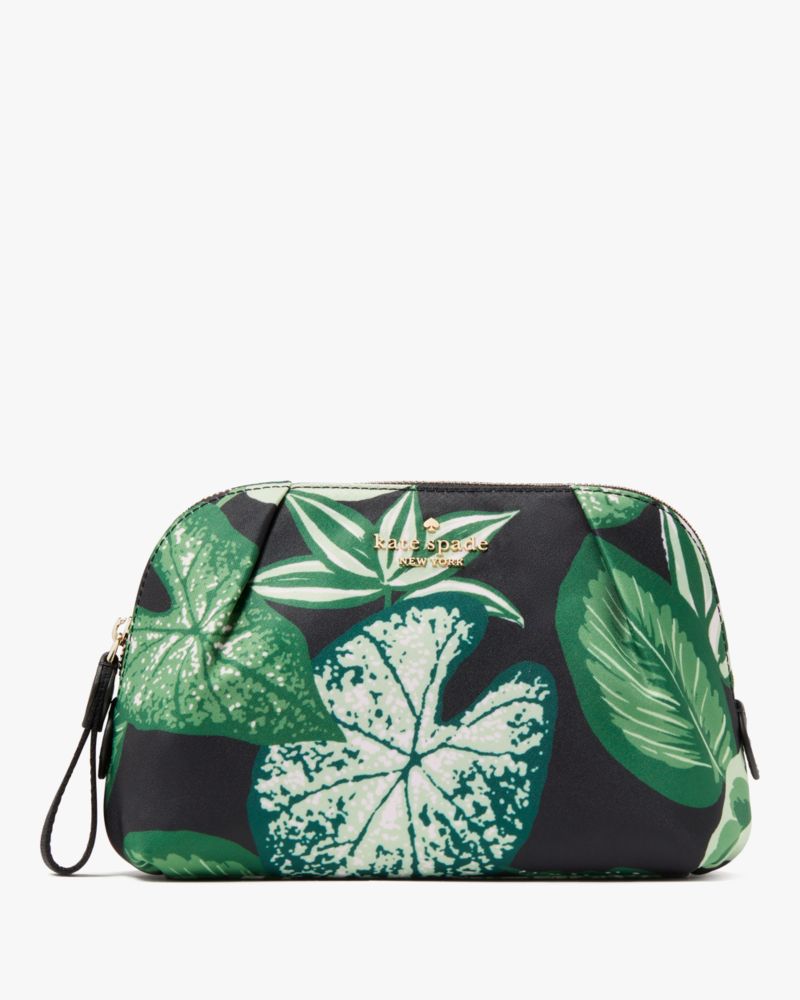 Kate Spade,Chelsea Fern Foliage Cosmetic Bag,Green Multi