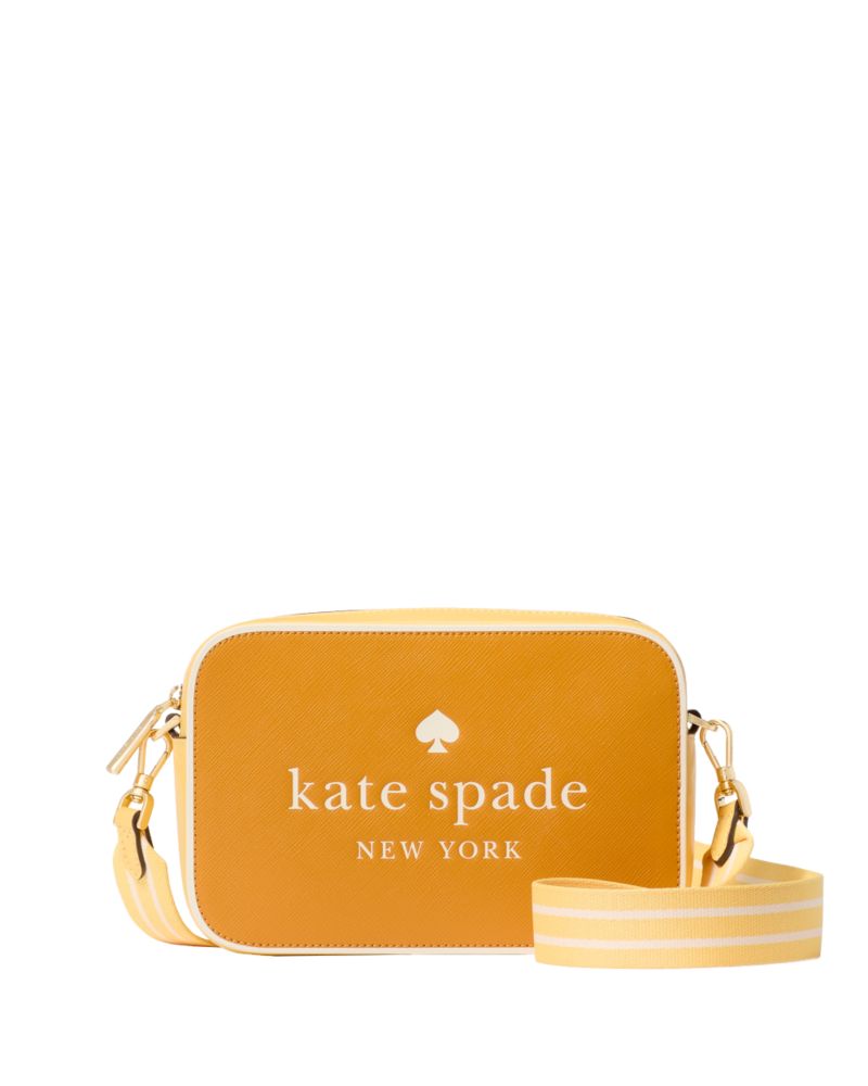 Kate Spade,Oh Snap Camera Bag,Camera Bag,Stripe,Color Block,Casual,Mustard