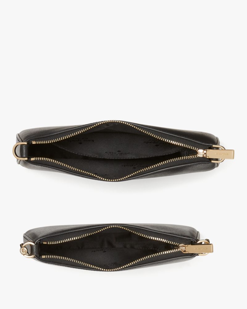 Kate Spade,Duet Saffiano Leather Small Crossbody,Leather,Lining Leather,Crossbody,Logo,Metal,Lined,Casual,Black