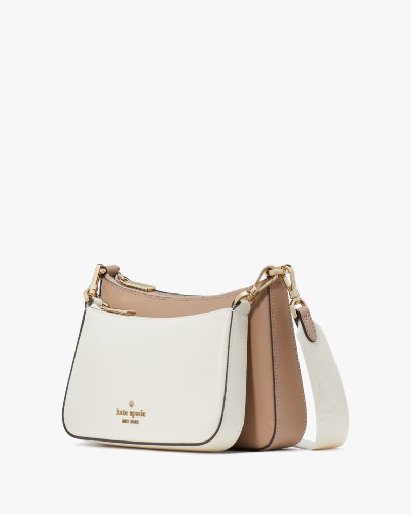 Kate Spade,Duet Colorblock Saffiano Leather Crossbody,Lining Leather,Crossbody,Color Block,Logo,Metal,Piping,Lined,Casual,Multi Color