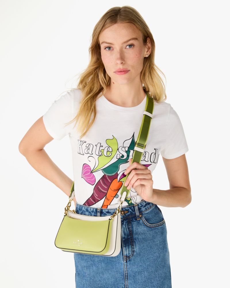 Kate Spade,Duet Colorblock Saffiano Leather Small Crossbody,Lining Leather,Crossbody,Color Block,Logo,Metal,Piping,Lined,C...,Green