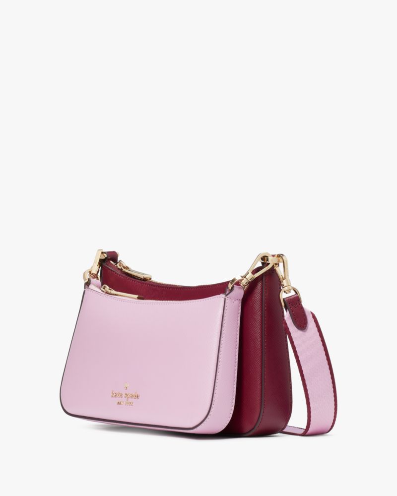 Kate Spade,Duet Colorblock Saffiano Leather Crossbody,Lining Leather,Crossbody,Color Block,Logo,Metal,Piping,Lined,Casual,