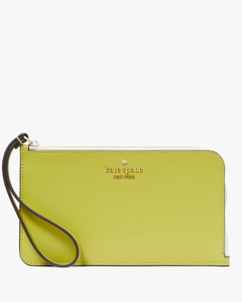 Kate Spade,Lucy Bicolor Medium L Zip Wristlet,Fern Moss Multi