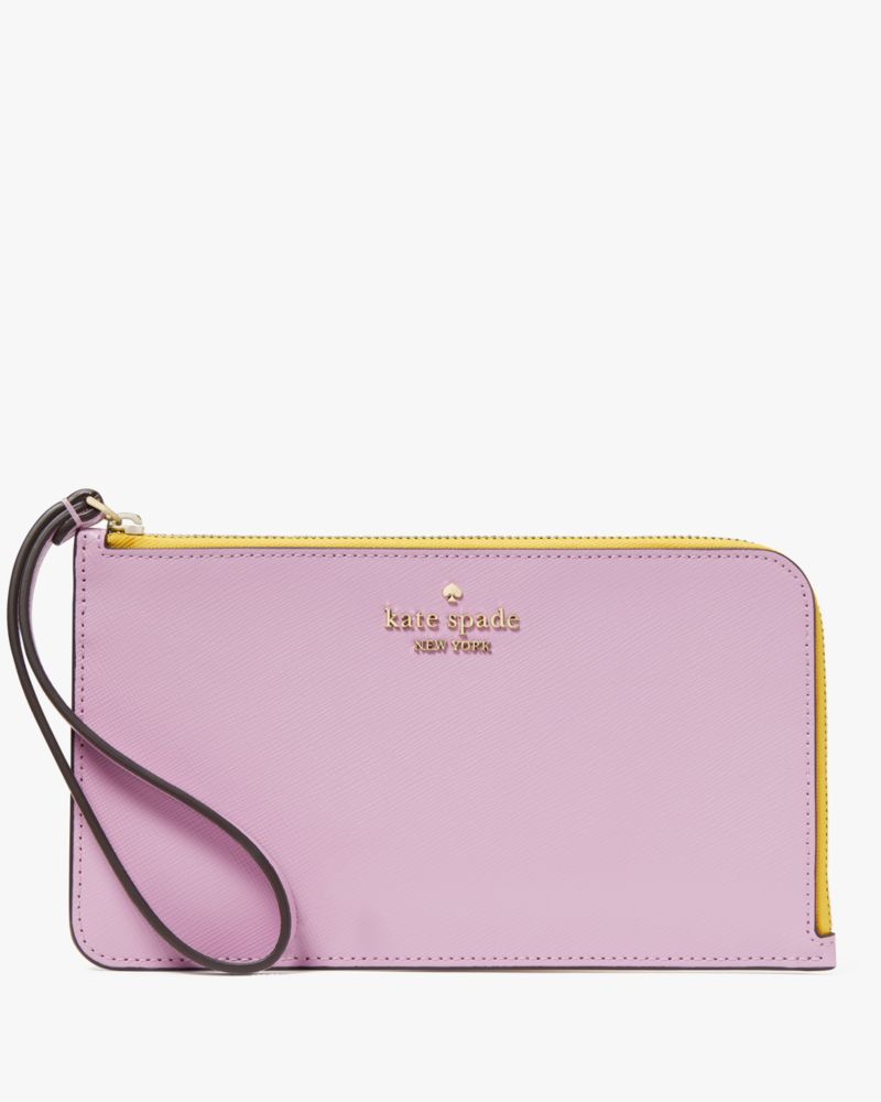 Kate Spade,Lucy Bicolor Medium L Zip Wristlet,Berry Cream Multi