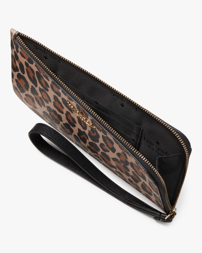 Kate Spade,Lucy Leopard Medium L Zip Wristlet,