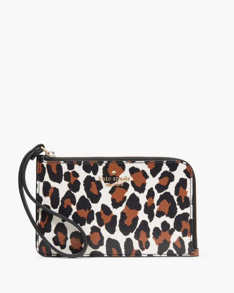 Kate Spade,Lucy Leopard Small L Zip Wristlet,Multi Color