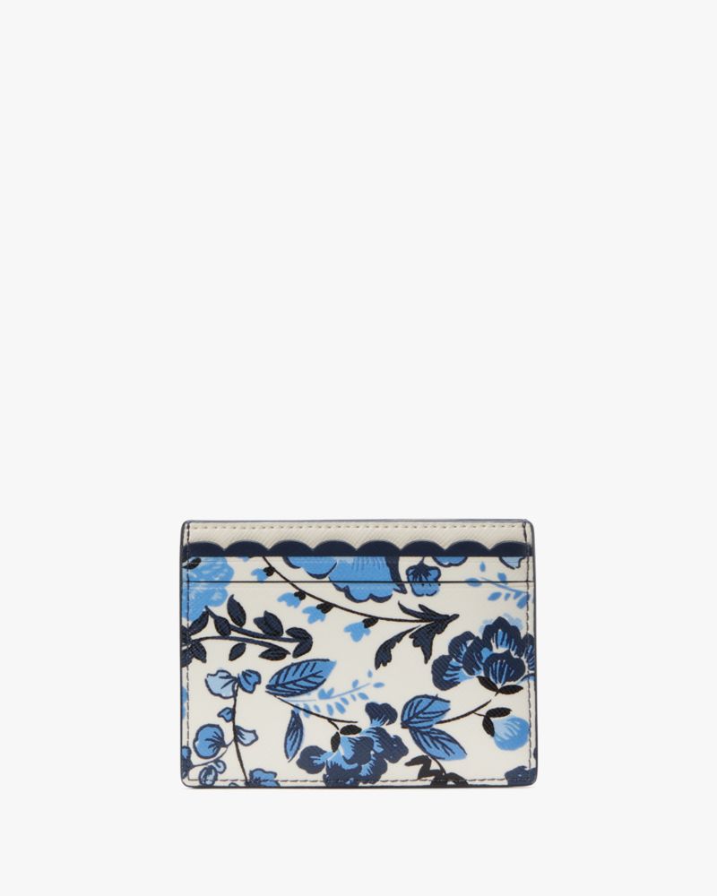 Kate Spade,Madison Vase Floral Small Slim Card Holder,Blue Multi