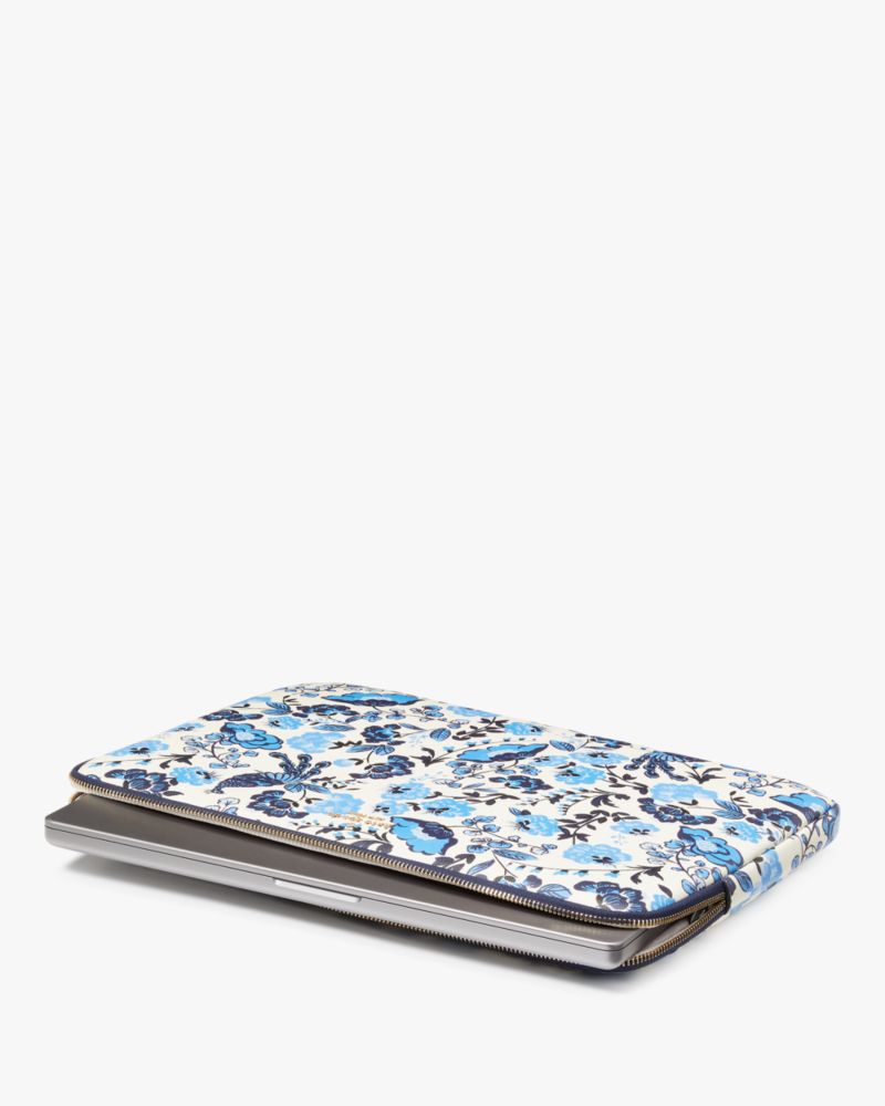 Kate Spade,Madison Peacock Floral Printed Universal Laptop Sleeve,Blue Multi