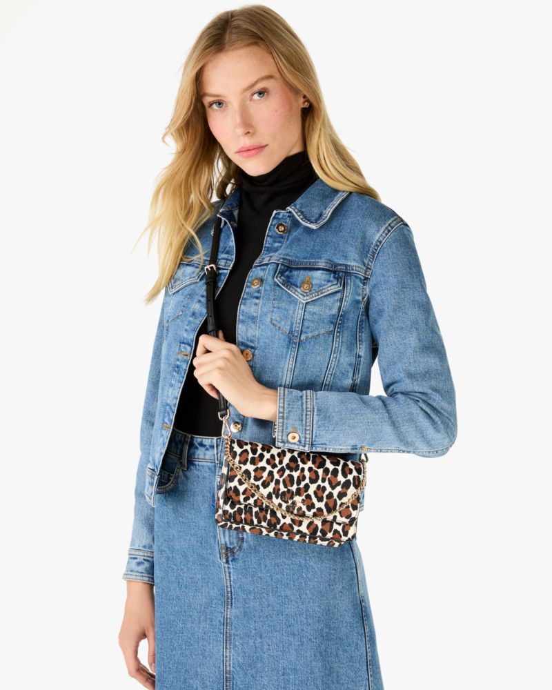 Kate Spade,Madison Spotted Leopard Willow Mini Flap Crossbody,