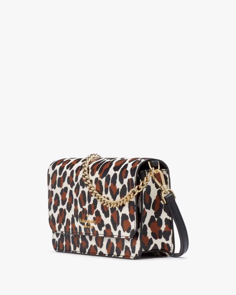 Kate Spade,Madison Spotted Leopard Willow Small Flap Crossbody,Cream Multi