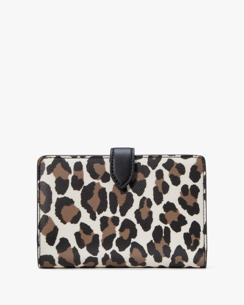 Kate Spade,Madison Spotted Leopard Medium Compact Bifold Wallet,