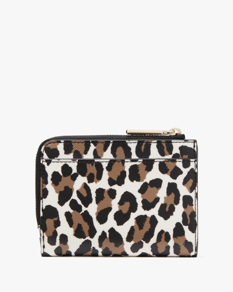 Kate Spade,Madison Spotted Leopard Small L-Zip Wallet,