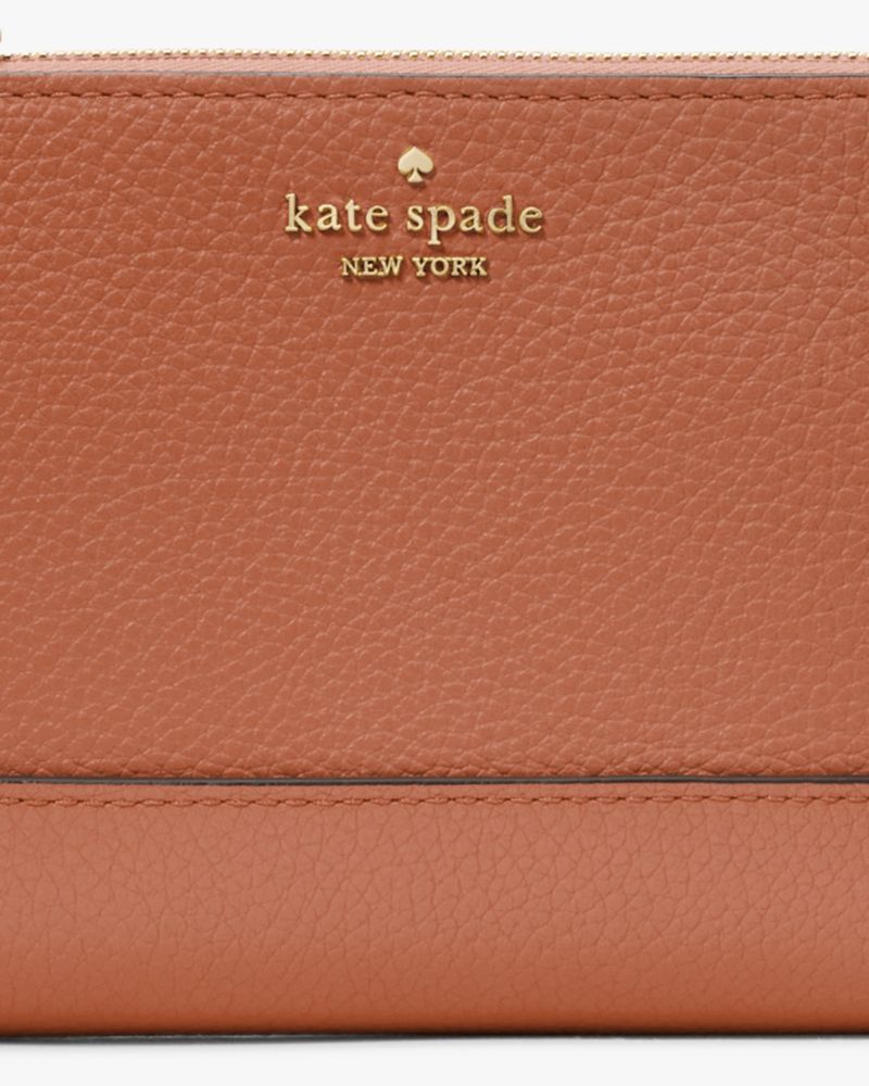 Kate Spade,Lena Convertible Wristlet,Wristlet,Pouch,Metal Material,Metal,Logo,Casual,Brown