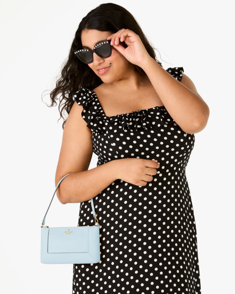 Kate Spade,Lena Convertible Wristlet,Wristlet,Pouch,Metal Material,Metal,Logo,Casual,Blue