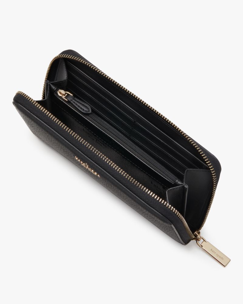 Kate Spade,Lena Large Continental Wallet,Continental,Metal,Logo,Casual,Black