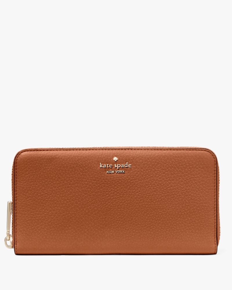 Kate Spade,Lena Large Continental Wallet,Continental,Metal,Logo,Casual,Brown