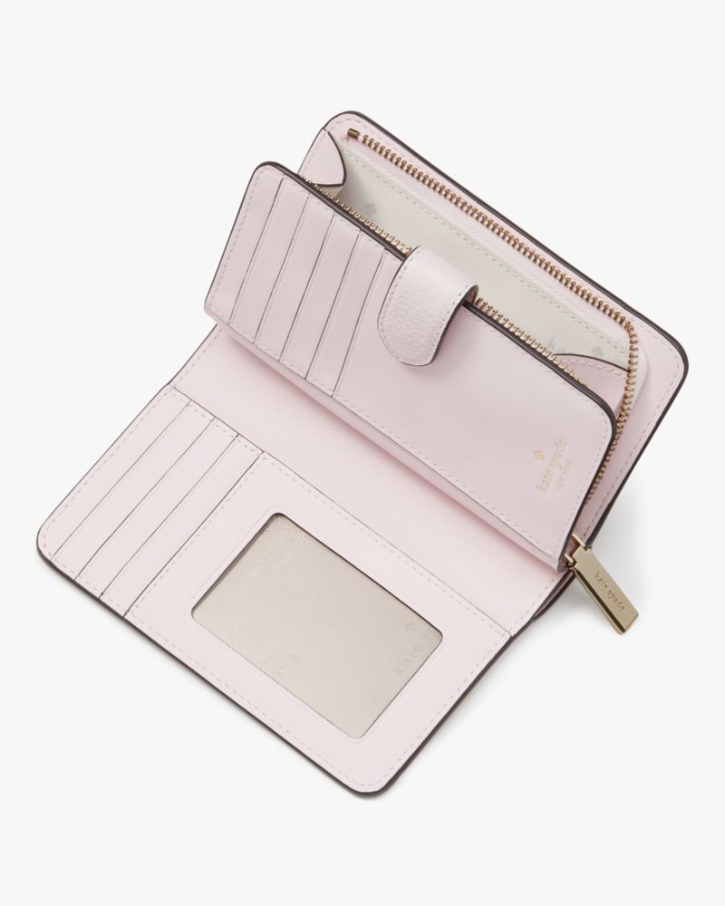 Kate Spade,Lena Medium Compact Bifold Wallet,Shimmer Pink