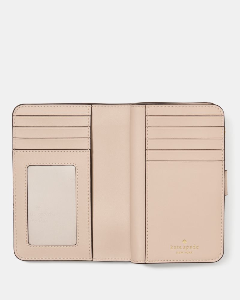 Kate Spade,Lena Medium Bifold Wallet,Bi Fold,Metal,Logo,Casual,