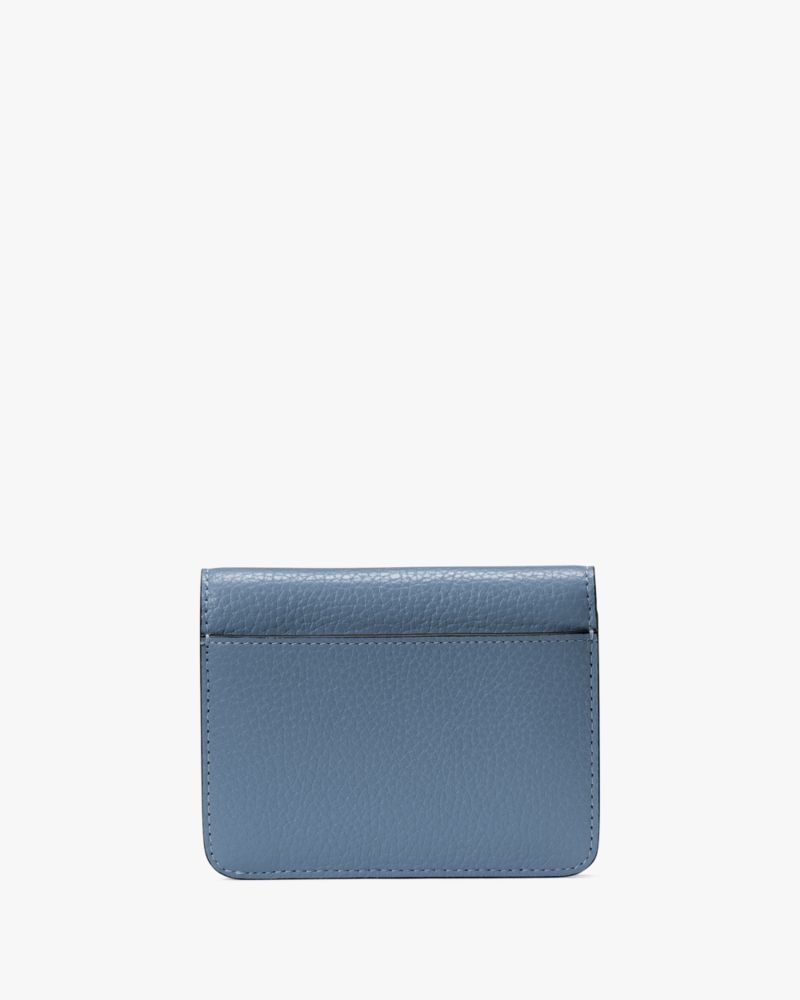 Kate Spade,Lena Small Bifold Wallet,Leather,Bi Fold,Logo,Metal,Casual,Blue