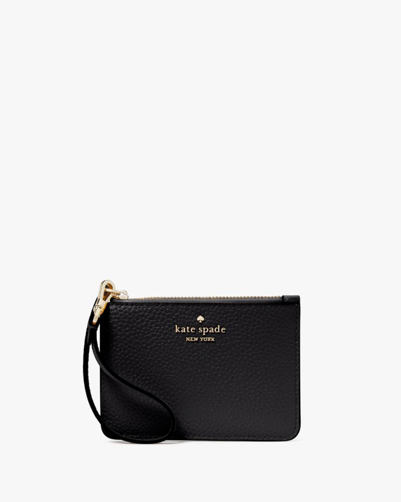 Kate Spade,Lena Small Card Holder Wristlet,Wristlet,Logo,Metal,Casual,Black