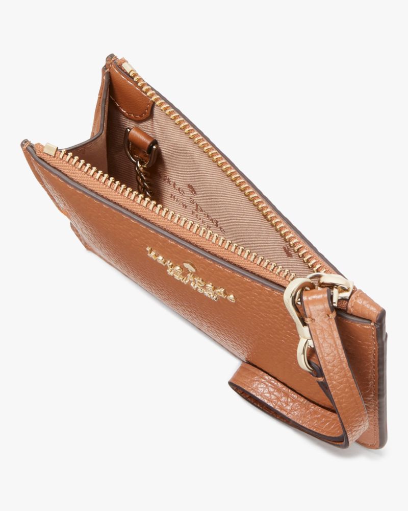 Kate Spade,Lena Small Wristlet,Wristlet,Metal,Logo,Casual,Brown