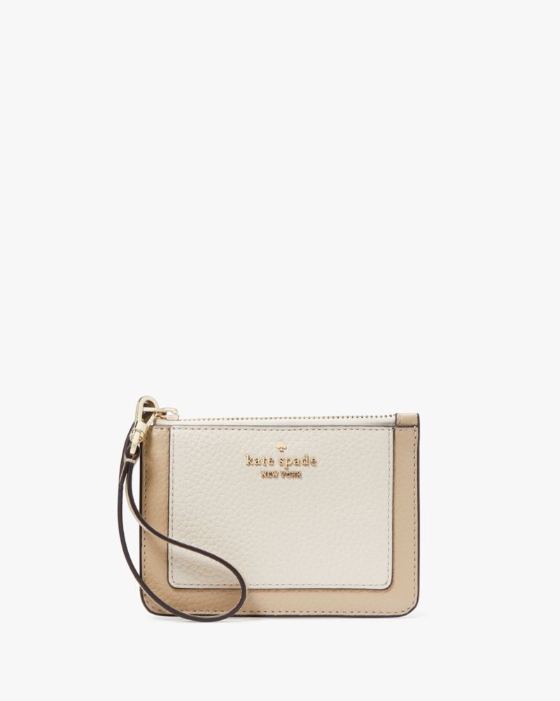 Kate Spade,Lena Colorblock Small Card Holder Wristlet,Cream