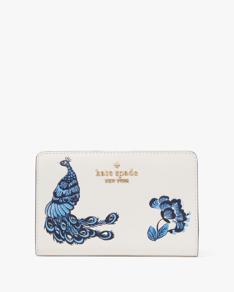 Kate Spade,Perfect Plume Medium Peacock Wallet,Cream