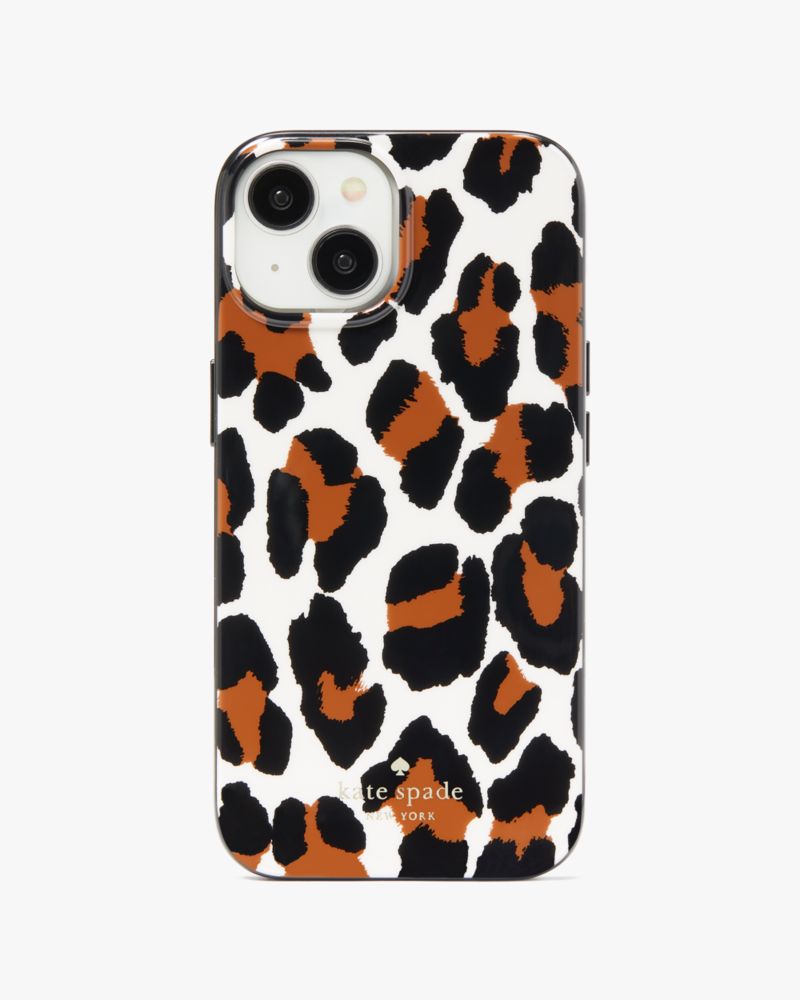 Kate Spade,Spotted Leopard Printed iPhone 15 Case,Multi Color