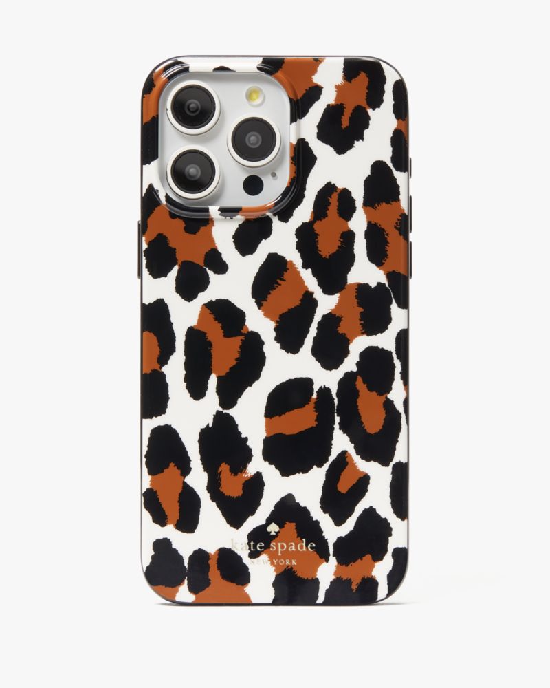 Kate Spade,Spotted Leopard Printed iPhone 15 Pro Max Case,