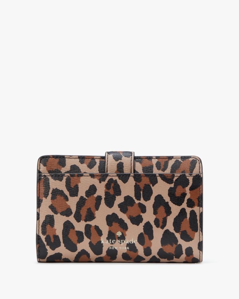 Kate Spade,Phoebe Spotted Leopard Turnlock Medium Wallet,